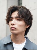 メンズセンターパート七三分けパートニュアンスパーマ刈り上げ