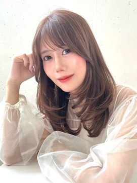 ヘアラウンジ ビーチ 青山 外苑前(hair lounge BEACH) 顔まわりレイヤーふんわりワンカールくすみマロンベージュ