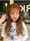 暖色カラーオレンジピンクブリーチ