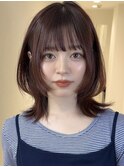 ピンクブラウンブリーチなしダブルカラーウルフボブショートボブ