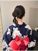 サイドシニヨン×浴衣着付け 三鷹/吉祥寺/実優