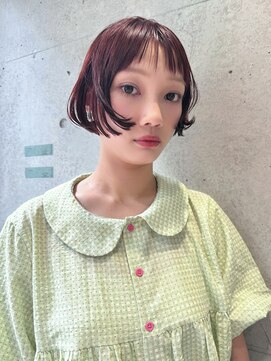 キャロルガーデンズ ボコカ 表参道(Carroll Gardens bococa) ブリーチなしレッドカラー透明感ボブ