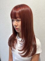 ミュー バイ ケンジ 中央林間(miu by KENJE) ブリーチ無しダブルカラーオレンジレッド