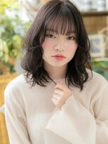 カバーヘア イヴ 戸頭店(COVER HAIR EVE)&nbsp;黒髪ダークアッシュくせ毛風濡れ髪セミディb戸頭20代30代40代