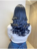艶髪ブルーブラック×韓国巻き