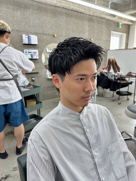 フラッグヘアー 博多駅前店(Flag HAIR) メンズパーマ短髪ツーブロック束感モテる黒髪