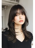 ミディアムハイレイヤーマレットヘアバタフライカットシャギー