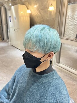 フルールバイリトル 新宿(FLEUR by little) 韓国アイドル風水色ヘア