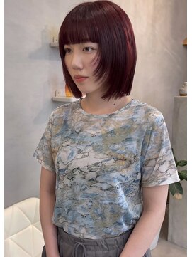 シーン(SCEN) red  brown × bob layer