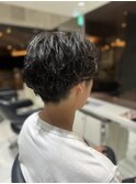 ニュアンスパーマ×センターパート
