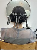 薬院　顔まわりレイヤーカット　ヘアセット　ブリーチなしカラー