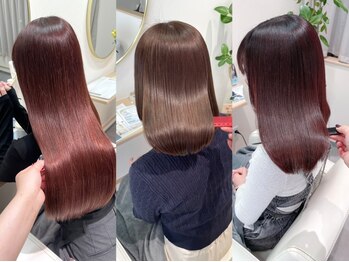 ユヌ(une)の写真/デザインカラーを楽しみながらヘアケアが叶う♪髪質に合わせ厳選したトリートメントで、芯から潤う艶髪へ◇