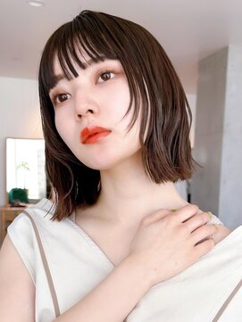 セイドット オモテサンドウ(Say. omotesando) Say.切りっぱなしボブ外ハネボブアッシュブラック暗めカラー青山