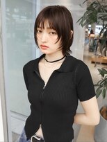 シュリット(schritt)&nbsp;暗髪ツヤカラーウルフレイヤー外ハネボブ　渋谷KAZU