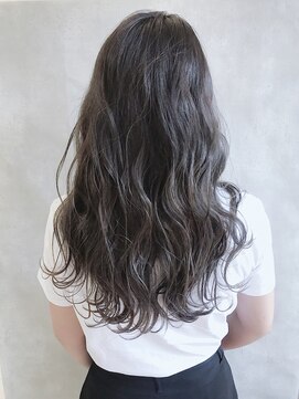 ムウ 難波(MOU) グレージュヴェールウェーブ_くびれセミディアッシュカラー
