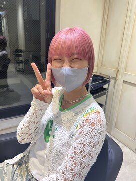 アソビセカンド 原宿(ASOBI 2nd) ハイトーン　ボブ　ペールピンク