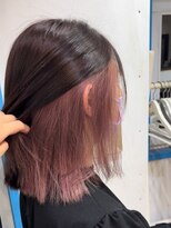 リッカヘアー(Ricca hair) インナーカラー×ピンクツヤ髪ミディアムピンクカラー