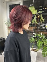 ルーツ ヘア デザイン(roots hair design)&nbsp;西区新町美容室★roots★ミディアムウルフレイヤー★レッドヘア