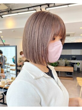 ロット 横浜(lot) 切りっぱなしボブ/ニュアンスカラー/ミルクティーピンク[横浜駅]