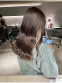 デザインカラーレイヤーカットウェットヘア夏オリーブベージュ