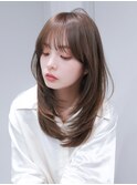 顔周りレイヤー韓国ヘアおくれ毛前髪カット_F0782