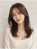 30代 レイヤースタイル 韓国風 ココアブラウン