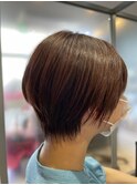 ハンサムショート/ショートボブ/ピンクブラウン/束感
