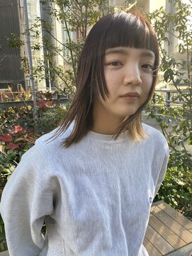 ネオリーブ アンド 渋谷店(Neolive &) 斜めバング/グレージュカラー/シルキーベージュ/韓国/渋谷