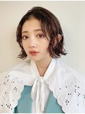 グレージュベージュカーテンバングミディアムボブミニボブ