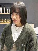 花田/ボブ/切りっぱなしボブ/オリーブグレージュ/ワンレン下北沢