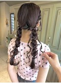 ヘアセットリボン編みおろしツインテール