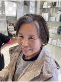 フェイスフレーミングカラー　60代　長岡市　グレージュ　