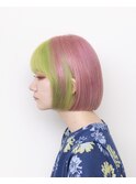 ピンク#グリーン#ダブルカラー#ボブ#ケアブリーチ#豊橋#豊川