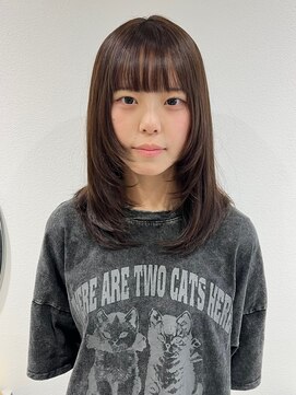 ラミエバイメルト 下北沢(lamie by melt) ミディアムレイヤー顔周りウルフレイヤーボブウルフ透明感カラー