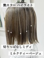 クオレア(CUOREA)&nbsp;20代30代40代大人可愛い切りっぱなしミディミルクティーベージュ