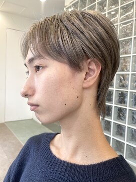 サンクマーケット 渋谷(cinq MARKET) メンズミルクティーベージュコンマヘアアッシュグレージュカラー