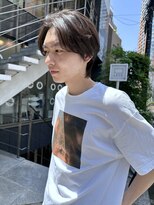 メンズレコ 渋谷(MEN'S LECO)&nbsp;ブルーブラックフェザーパーマ刈り上げセンターパート