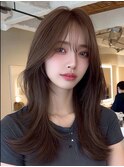 小顔外ハネミディアムアッシュ20代30代40代くびれミディ韓国ヘア