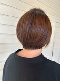 透明感カラー×ココアブラウン大人可愛い丸みショート30代40代