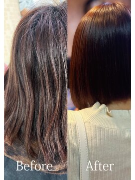 アークスヘアー ラベンダーアッシュ前下がりストレート大人ボブリップライン