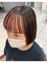 ミューズ 新小岩店(HAIR&NAIL MUSE) フェイスフレミングぱっつん前髪インナーカラーピンクベージュ