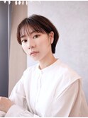 耳かけ/小顔/艶カラー/ナチュラル/ショートボブ/センター北