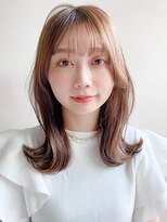 シースルー小顔こなれミディ黒髪ワンレンネビージュボブルフ