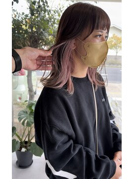 リムー(Rmmu) ロングインナーカラーペールピンク