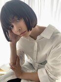 韓国風/透明感カラー/オリーブアッシュ/ぱっつん前髪/小顔カット