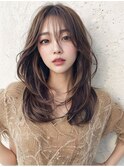 髪質改善顔まわりレイヤーカットネビージュワンレン