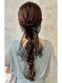 結婚式お呼ばれリボン編みおろし／ヘアセット/ふわふわ/アレンジ