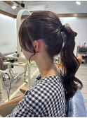 大人かわいい/顔まわりカット/ポニーテール
