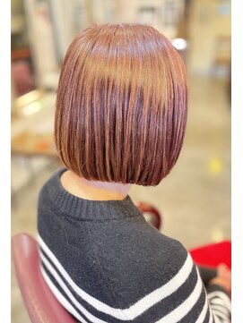 サーティエイト(38) 丸みショートボブ/白髪染め/ピンクベージュ/髪質改善/50代/