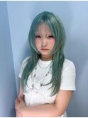 ハイトーン/ケアブリーチ/夏カラー/ミントグリーン/レイヤー